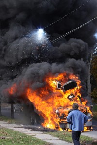 Truck fire, Millerton, NY.  November 2009