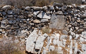 Detail of some wall work on Folegandros